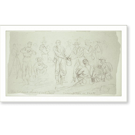 Historic Print, The soldiers sharing rations, 18" x 24"