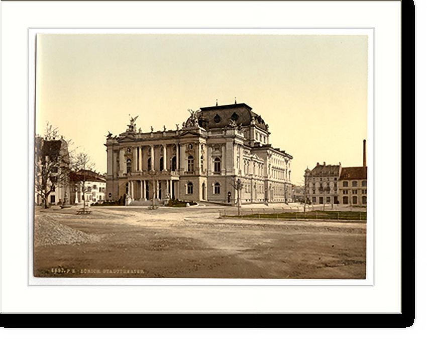 Historic Print, The theatre Zurich Switzerland, 16" x 20"