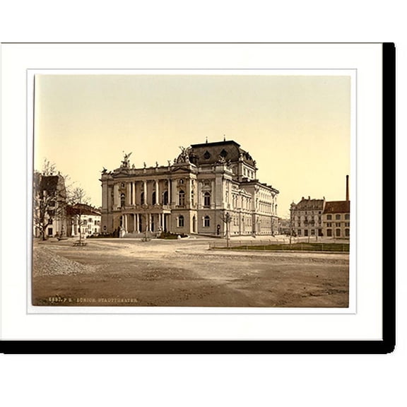 Historic Print, The theatre Zurich Switzerland, 16" x 20"