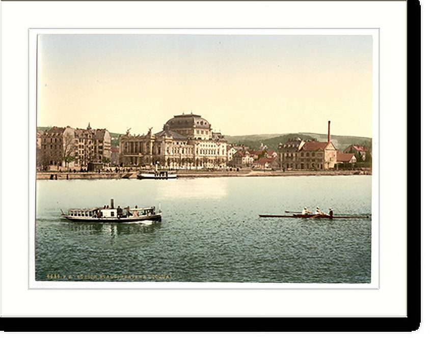 Historic Print, The theatre and Utoquay Zurich Switzerland, 16" x 20