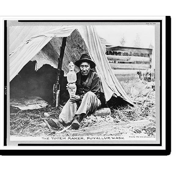 Historic Print, The totem maker, Puyallup, Wash..photo by H.R. Hazeltine., 18" x 24"