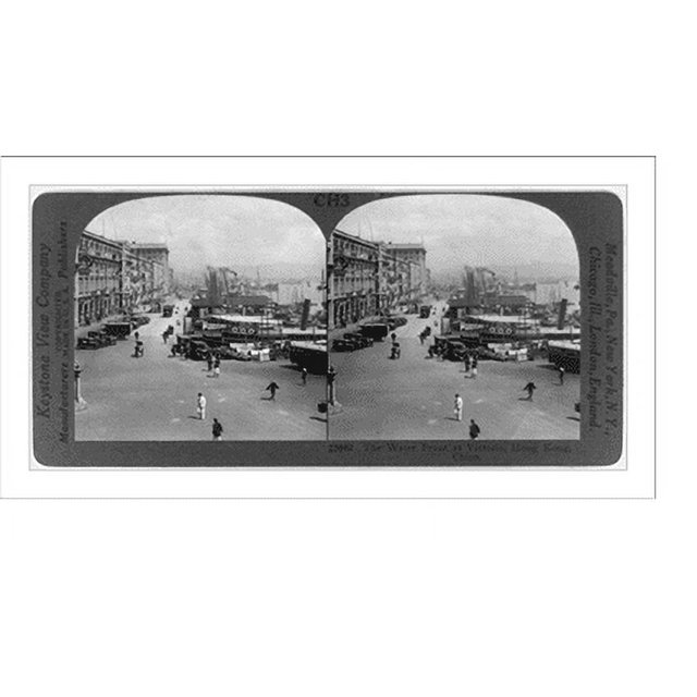 Historic Print, The water front at Victoria, Hong Kong, China, 16" x 20