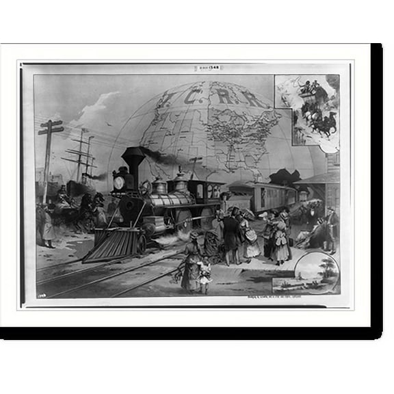 Historic Print, The world's railroad scene.Swain & Lewis, des. & lith. 103 State, Chicago., 16" x 20"
