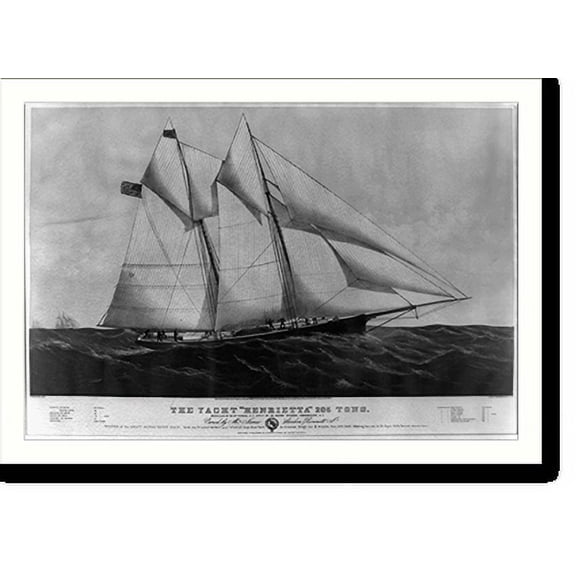 Historic Print, The yacht Henrietta" 205 tons: modelled by Mr. Wm. Tooker, N.Y. built by Mr. Henry Steers, Greenpoint, L.I.", 18" x 24"