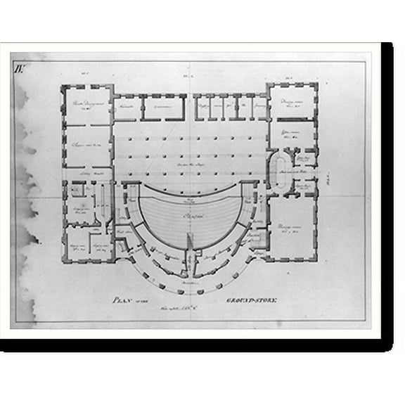 Historic Print, [Theater and hotel building (Theatre, Assembly Rooms and an hotel"), Richmond, Virginia. 10-Ground floor plan]", 18" x 24"