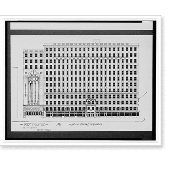 Historic Print, [Theaters, Washington, D.C. Fox Theatre and National Press Club Building, F St. and 14th St. NW. Elevation].AFD 1929., 16" x 20"
