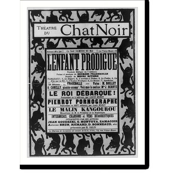 Historic Print, Theatre du Chat Noir program (poster), 16" x 20"