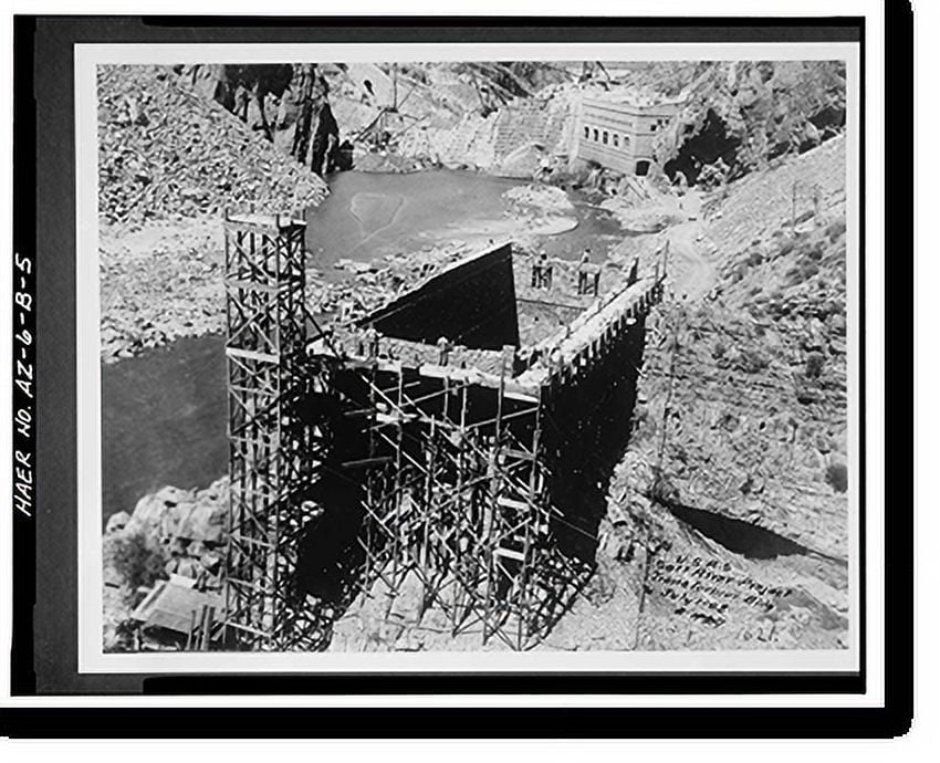 Historic Print, Theodore Roosevelt Dam, Transformer House, Salt River