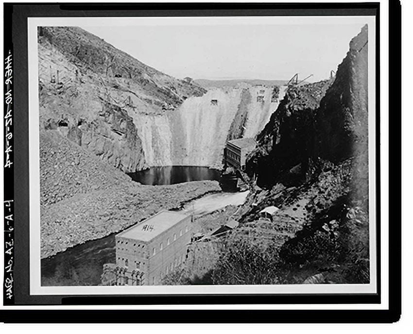 Historic Print, Theodore Roosevelt Dam, Transformer House, Salt River