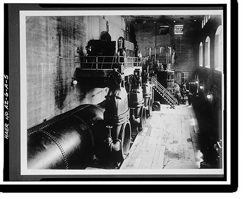 Historic Print, Theodore Roosevelt Dam, Transformer House, Salt River