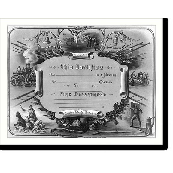 Historic Print, This certifies that _____ is a member of____ company. no.___ Fire department., 16" x 20"