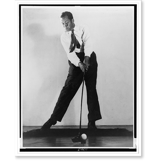 Historic Print, This high-speed photograph shows Bobby Jones as he hits a ball with a driver. ..., 16" x 20"