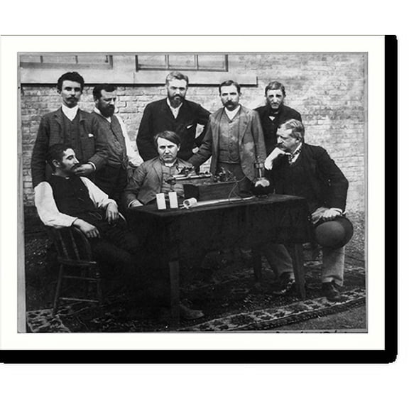Historic Print, [Thomas A. Edison, W.K.L. Dickson, and others at the perfected" wax-recording phonograph]", 18" x 24"