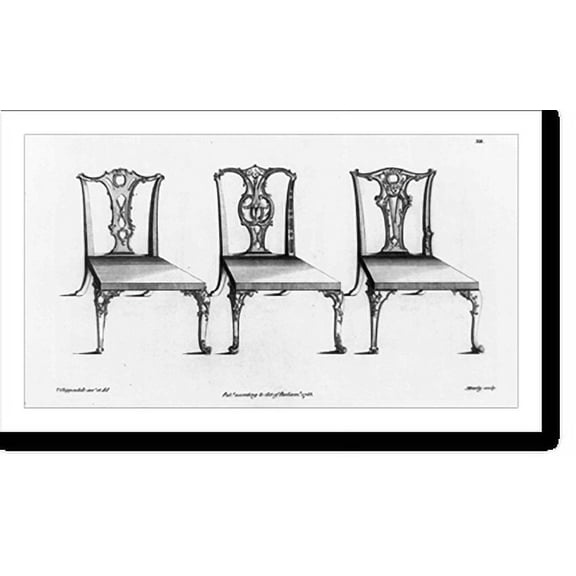 Historic Print, [Three Chippendale chairs].M. Darly., 18" x 24"