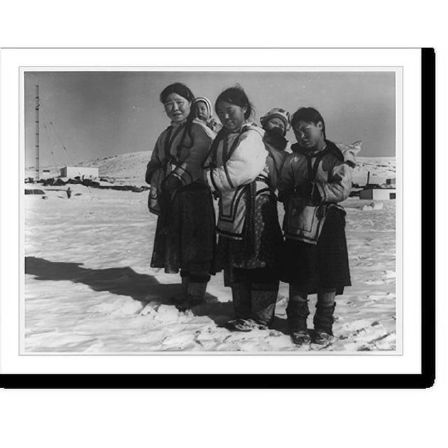 Historic Print, [Three Eskimo women with babies on their backs posed