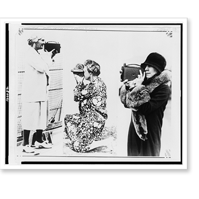 Historic Print, [Three first ladies aiming cameras. left to right Mrs