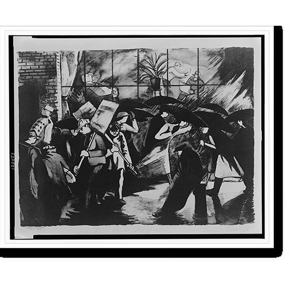 Historic Print, Three lane traffic.Harry Gottlieb., 16" x 20"