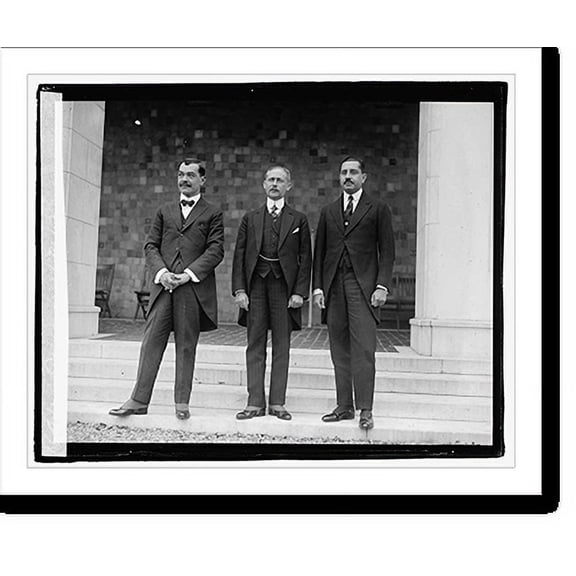 Historic Print, [Three unidentified men standing on steps of building, 11/23/21], 16" x 20"