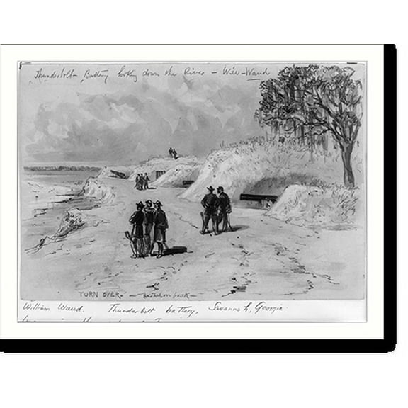 Historic Print, Thunderbolt Battery looking down the River, 18" x 24"