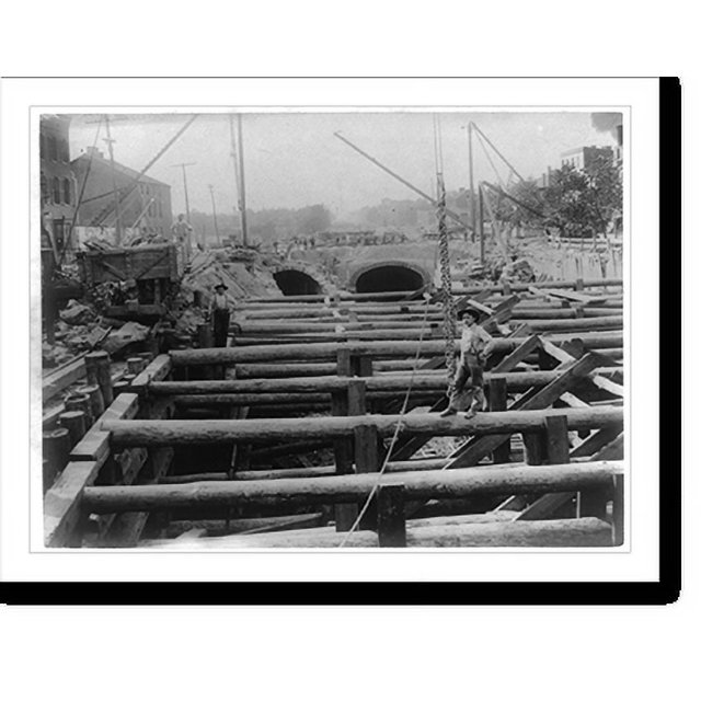 Historic Print, Timber work necessary to taking out part of old railway