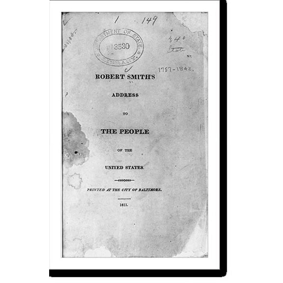 Historic Print, Title page of Robert Smith, Address to the people of the United States (Baltimore, 1811), 18" x 24"