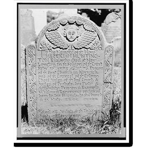 Historic Print, [Tombstone of Hezekiah Huntington, d.1773, Norwichtown, Connecticut], 18" x 24"