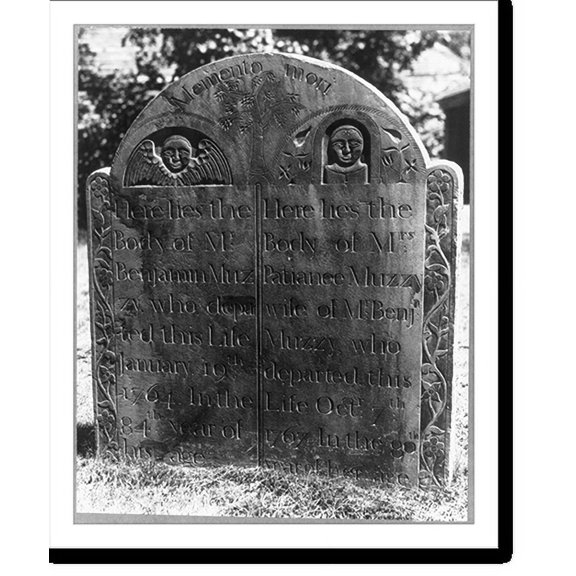 Historic Print, Tombstone of Mr. and Mrs. Benjamin Muzzy, Lexington, Mass., 16" x 20"