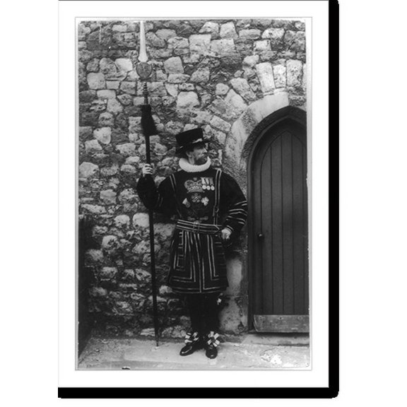 Historic Print, Tower watchman at Tower of London, London, England, 18" x 24"