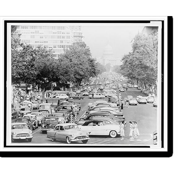 Historic Print, Traffic jam in transit strike, 16" x 20"