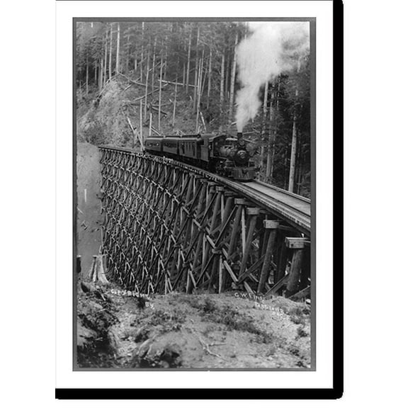 Historic Print, [Train on the] highest single piling trestle in the world, 18" x 24"