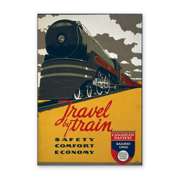 Historic Print, Travel by train - Safety, comfort, economy Canadian Pacific Railway Lines, world's greatest travel system.Norman Fraser., 16" x 20"
