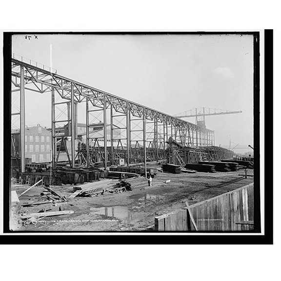 Historic Print, Travelling crane, Cramp's ship yard, Philadelphia, 18" x 24"