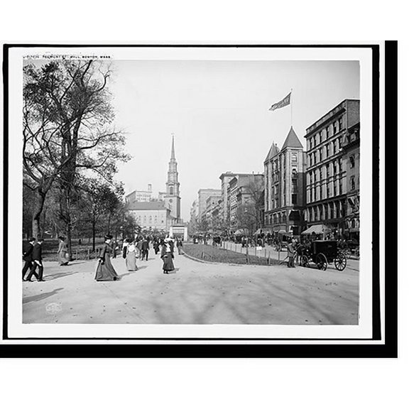 Historic Print, Tremont St., mall, Boston, Mass., 18" x 24"