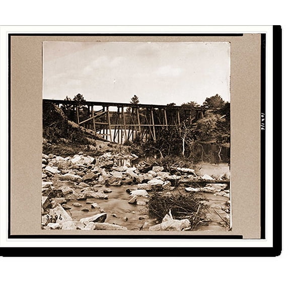 Historic Print, Trestle bridge on south side of railroad near Petersburg Virginia April 1865, 16" x 20"