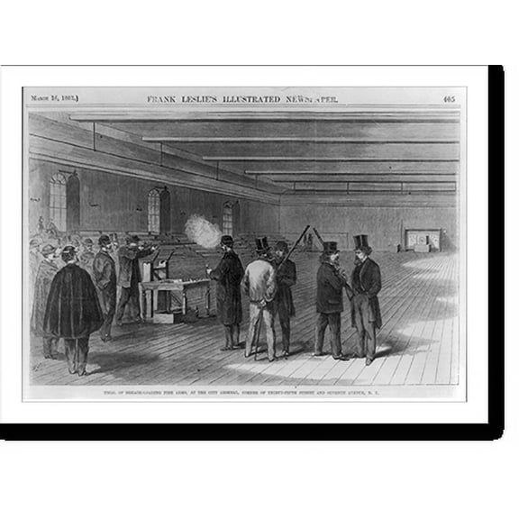 Historic Print, Trial of breech-loading fire arms, at the city arsenal, corner of 35th St. and 7th Ave., N.Y., 16" x 20"