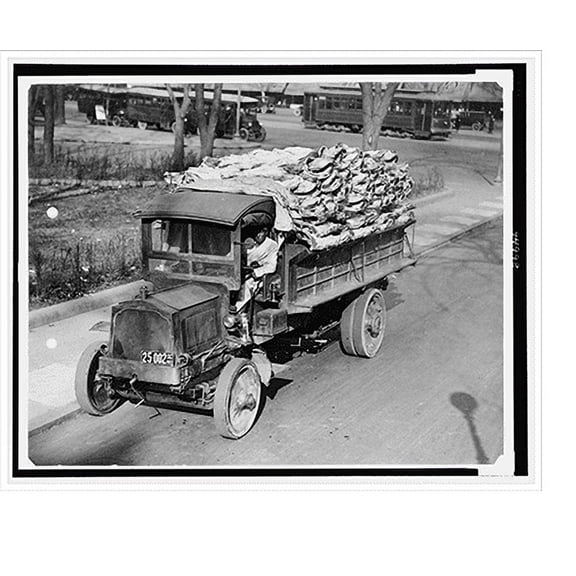 Historic Print, [Truck load of beef being delivered to Central Market, Washington, D.C.; black driver], 18" x 24"