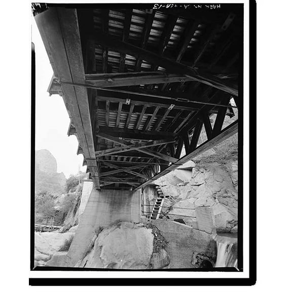 Historic Print, Tule River Hydroelectric Complex, Tule River Bridge, Spanning North Fork of Middle Fork of Tule River, Springville vicinity, Tulare County, CA - 13, 18" x 24"