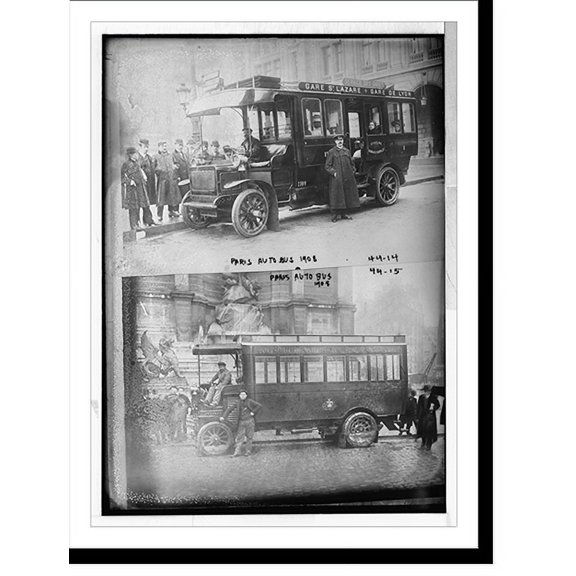 Historic Print, Two Paris Auto buses, 16" x 20"