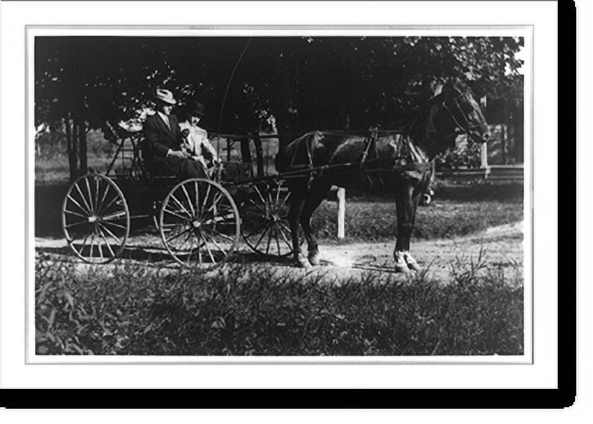 Historic Print, Two men in a horsedrawn vehicle [wagon] in Vienna, Va