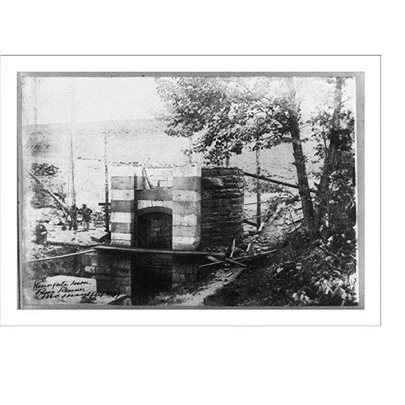 Historic Print, [Two men near a tower], 16" x 20"