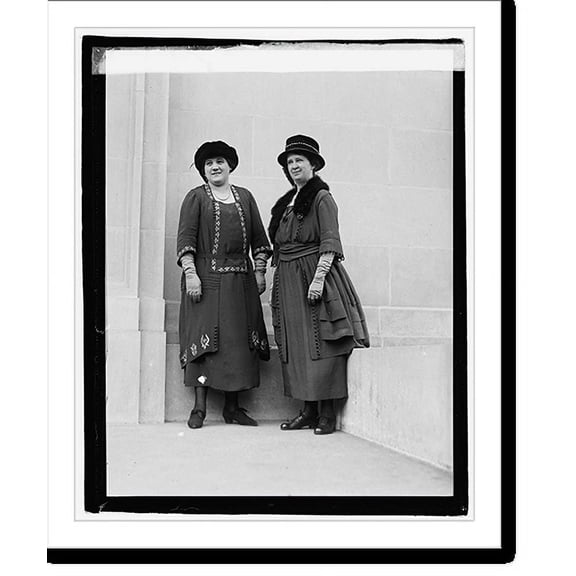 Historic Print, [Two unidentified women outside city building], 16" x 20"