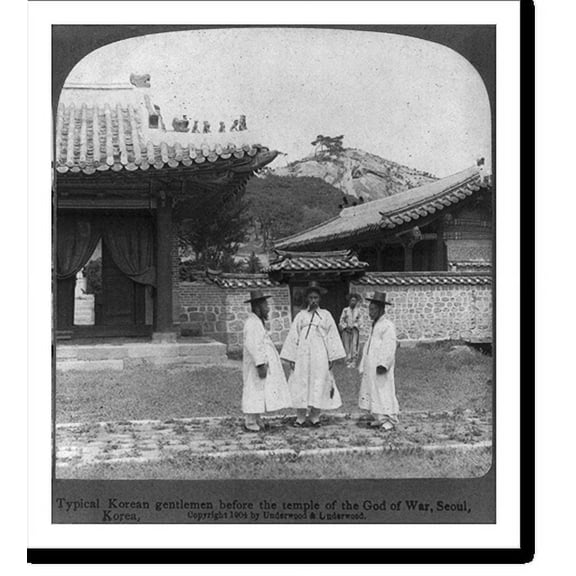 Historic Print, Typical Korean gentlemen before the temple of the God of War, seoul, Korea, 18" x 24"