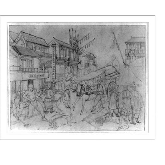 Historic Print, Typical Peking street scene, 18" x 24"