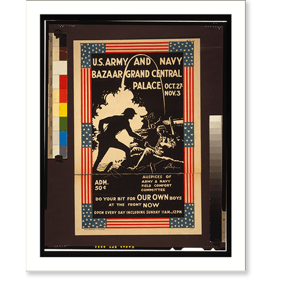Historic Print, U.S. Army and Navy bazaar, Grand Central Palace.Will B. Johnstone, N.Y. Eve. World., 18" x 24"