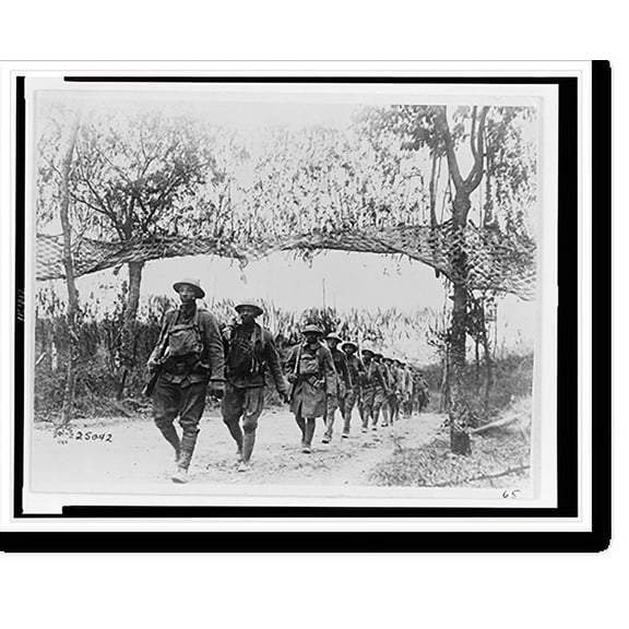 Historic Print, [U.S. Army infantry troops, African American unit, marching northwest of Verdun, France, in World War I], 18" x 24"