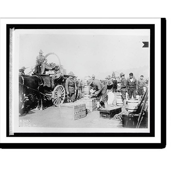 Historic Print, U.S. Army unloading Quartermaster supplies, 18" x 24"