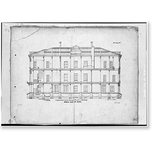 Historic Print, U.S. Custom House & Post Office, Royal & Saint Francis Streets, Mobile, Mobile