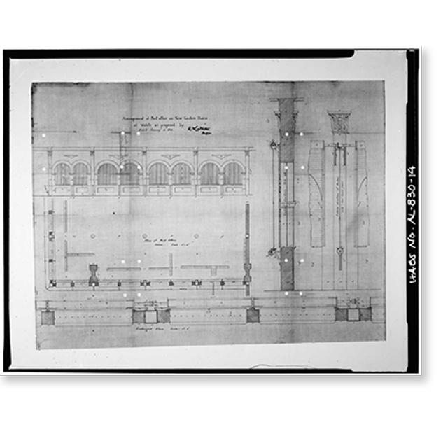 Historic Print, U.S. Custom House & Post Office, Royal & Saint Francis Streets, Mobile, Mobile