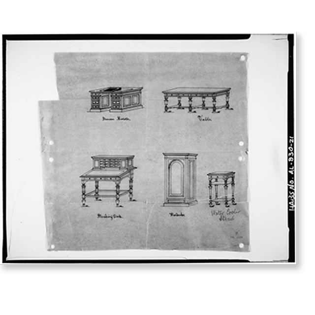 Historic Print, U.S. Custom House & Post Office, Royal & Saint Francis Streets, Mobile, Mobile