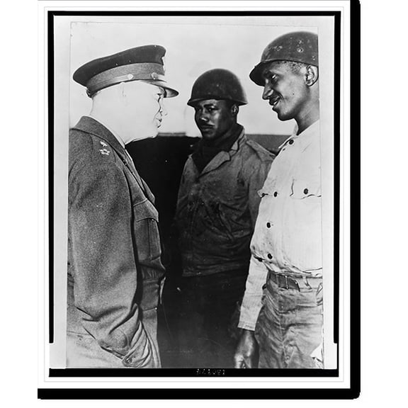 Historic Print, U.S. General Eisenhower visits supply port of Cherbourg, 18" x 24"
